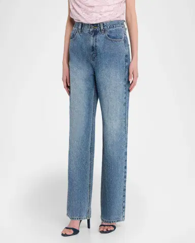 Self-Portrait Rhinestone Straight-Leg Jeans | Thumbnail 4 Self-Portrait Rhinestone Straight-Leg Jeans | Thumbnail 4