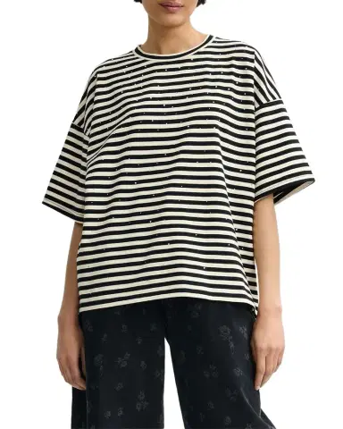 Essentiel Antwerp Joste Embellished Striped T-Shirt | Thumbnail 1 Essentiel Antwerp Joste Embellished Striped T-Shirt | Thumbnail 1