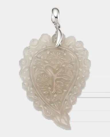 Tamara Comolli India 18K White Gold & Grey Chalcedony Medium Leaf Pendant | Thumbnail 2 Tamara Comolli India 18K White Gold & Grey Chalcedony Medium Leaf Pendant | Thumbnail 2