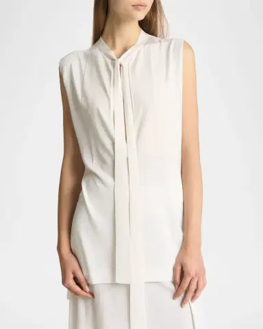 Malo Cashmere-Silk Sleeveless Neck-Tie Top | Thumbnail 3 Malo Cashmere-Silk Sleeveless Neck-Tie Top | Thumbnail 3