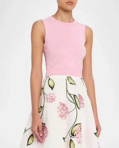 Oscar de la Renta Sleeveless Wool Crop Tank Top | Thumbnail 4 Oscar de la Renta Sleeveless Wool Crop Tank Top | Thumbnail 4