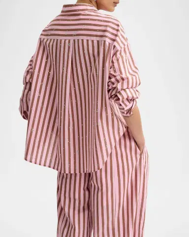 Essentiel Antwerp Jelief Rhinestone Striped Button-Front Shirt | Thumbnail 3 Essentiel Antwerp Jelief Rhinestone Striped Button-Front Shirt | Thumbnail 3