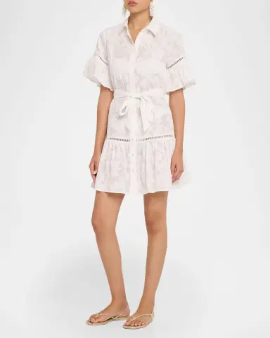Shoshanna Floral Ruffle Mini Shirtdress | Thumbnail 4 Shoshanna Floral Ruffle Mini Shirtdress | Thumbnail 4