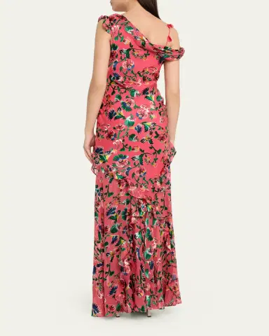 Saloni Seema Floral Silk Chiffon Maxi Dress | Thumbnail 7 Saloni Seema Floral Silk Chiffon Maxi Dress | Thumbnail 7