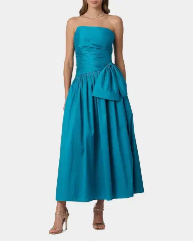 Shoshanna Sonia Strapless Side-Bow Satin Midi Dress | Thumbnail 2 Shoshanna Sonia Strapless Side-Bow Satin Midi Dress | Thumbnail 2