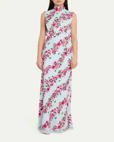 Saloni Fleur Printed High-Neck Dress | Thumbnail 6 Saloni Fleur Printed High-Neck Dress | Thumbnail 6