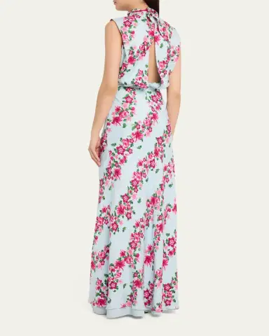 Saloni Fleur Printed High-Neck Dress | Thumbnail 7 Saloni Fleur Printed High-Neck Dress | Thumbnail 7
