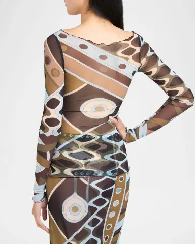 Pucci Vivara Tulle Long-Sleeve Top | Thumbnail 2 Pucci Vivara Tulle Long-Sleeve Top | Thumbnail 2