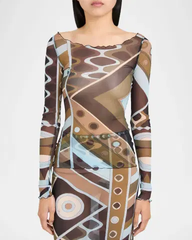 Pucci Vivara Tulle Long-Sleeve Top | Thumbnail 3 Pucci Vivara Tulle Long-Sleeve Top | Thumbnail 3
