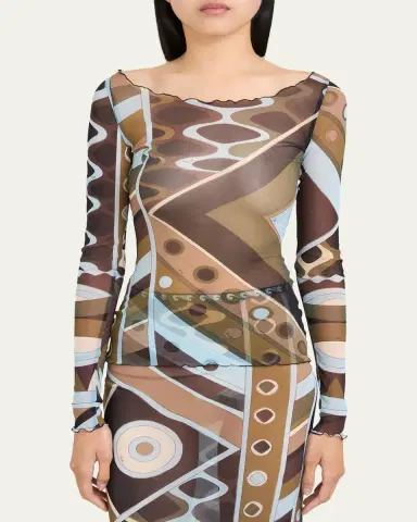 Pucci Vivara Tulle Long-Sleeve Top | Thumbnail 8 Pucci Vivara Tulle Long-Sleeve Top | Thumbnail 8