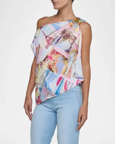 L'AGENCE Driselle Asymmetric Scarf Top | Thumbnail 4 L'AGENCE Driselle Asymmetric Scarf Top | Thumbnail 4
