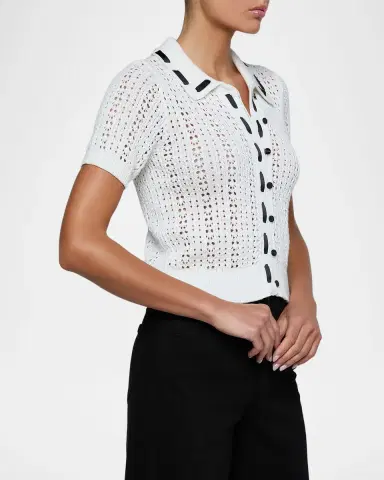 L'AGENCE Ninette Pointelle-Knit Cardigan | Thumbnail 4 L'AGENCE Ninette Pointelle-Knit Cardigan | Thumbnail 4
