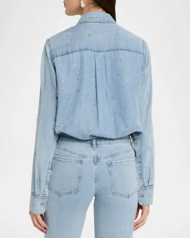 Generation Love Marcello Embellished Denim Button-Front Shirt | Thumbnail 3 Generation Love Marcello Embellished Denim Button-Front Shirt | Thumbnail 3