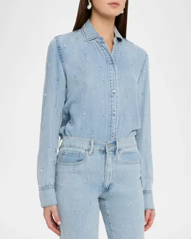 Generation Love Marcello Embellished Denim Button-Front Shirt | Thumbnail 4 Generation Love Marcello Embellished Denim Button-Front Shirt | Thumbnail 4