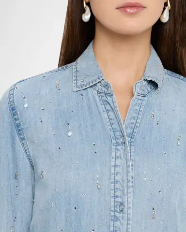 Generation Love Marcello Embellished Denim Button-Front Shirt | Thumbnail 5 Generation Love Marcello Embellished Denim Button-Front Shirt | Thumbnail 5
