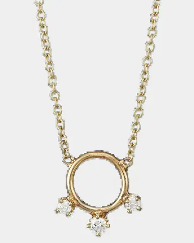 Zoë Chicco 14K Yellow Gold 3 Diamond Circular Pendant Necklace | Thumbnail 2 Zoë Chicco 14K Yellow Gold 3 Diamond Circular Pendant Necklace | Thumbnail 2