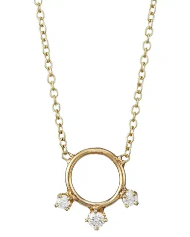 Zoë Chicco 14K Yellow Gold 3 Diamond Circular Pendant Necklace | Thumbnail 1 Zoë Chicco 14K Yellow Gold 3 Diamond Circular Pendant Necklace | Thumbnail 1