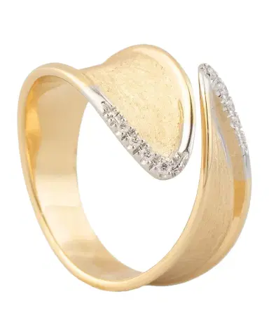 Marco Bicego 18K Yellow and White Gold Diamond Lunaria Twist Ring, Size 7 | Thumbnail 1 Marco Bicego 18K Yellow and White Gold Diamond Lunaria Twist Ring, Size 7 | Thumbnail 1