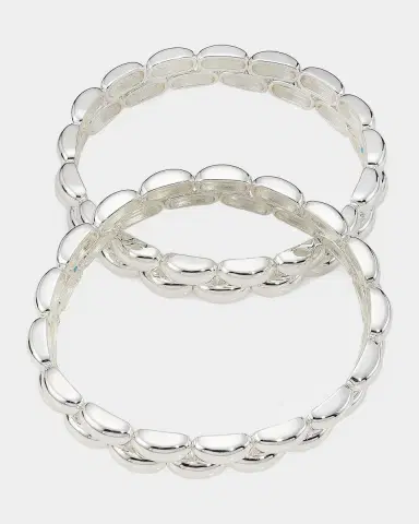 Lee Angel Pillow 2-Piece Silvertone Stretch Bracelet Set | Thumbnail 3 Lee Angel Pillow 2-Piece Silvertone Stretch Bracelet Set | Thumbnail 3
