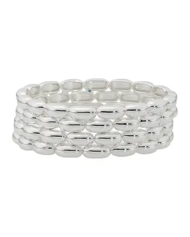 Lee Angel Pillow 2-Piece Silvertone Stretch Bracelet Set | Thumbnail 1 Lee Angel Pillow 2-Piece Silvertone Stretch Bracelet Set | Thumbnail 1
