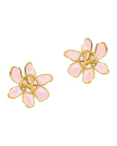 Oscar de la Renta Mini O Textured Flower 24K-Gold-Plated Brass & Enamel Stud Earrings | Thumbnail 1 Oscar de la Renta Mini O Textured Flower 24K-Gold-Plated Brass & Enamel Stud Earrings | Thumbnail 1