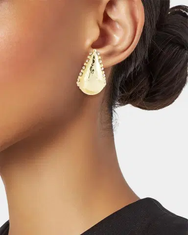 Kenneth Jay Lane Goldtone Teardrop Huggie Earrings | Thumbnail 2 Kenneth Jay Lane Goldtone Teardrop Huggie Earrings | Thumbnail 2