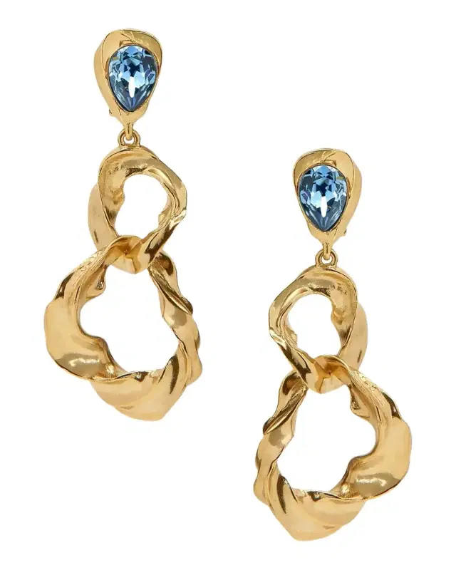 Goldtone & Glass Crystal Clip-On Drop Earrings Goldtone & Glass Crystal Clip-On Drop Earrings