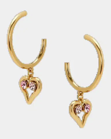 Oscar de la Renta 14K-Gold-Plated & Glass Crystal Heart Drop Earrings | Thumbnail 2 Oscar de la Renta 14K-Gold-Plated & Glass Crystal Heart Drop Earrings | Thumbnail 2