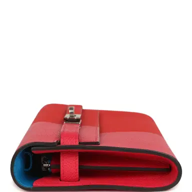 HERMÈS Hermes Kelly Wallet To Go Casaque Rouge De Coeur, Rose Extreme and Bleu Zanzibar Epsom Palladium Hardware | Thumbnail 4 HERMÈS Hermes Kelly Wallet To Go Casaque Rouge De Coeur, Rose Extreme and Bleu Zanzibar Epsom Palladium Hardware | Thumbnail 4