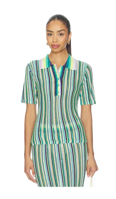 susana monaco Stripe Sweater Collar Shirt | Thumbnail 1 susana monaco Stripe Sweater Collar Shirt | Thumbnail 1