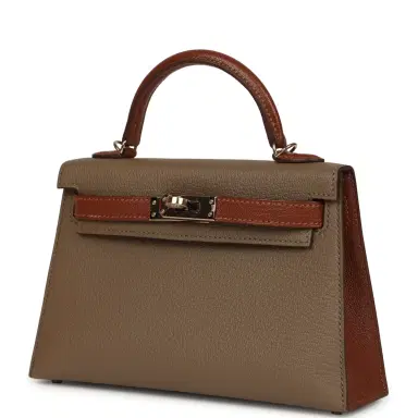 HERMÈS Hermes Special Order (HSS) Kelly Sellier 20 Etoupe and Havane Chevre Mysore Permabrass Hardware | Thumbnail 5 HERMÈS Hermes Special Order (HSS) Kelly Sellier 20 Etoupe and Havane Chevre Mysore Permabrass Hardware | Thumbnail 5