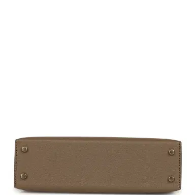 HERMÈS Hermes Special Order (HSS) Kelly Sellier 20 Etoupe and Havane Chevre Mysore Permabrass Hardware | Thumbnail 6 HERMÈS Hermes Special Order (HSS) Kelly Sellier 20 Etoupe and Havane Chevre Mysore Permabrass Hardware | Thumbnail 6
