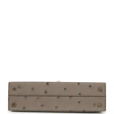 HERMÈS Hermes Special Order (HSS) Kelly Sellier 20 Graphite Verso Ostrich Permabrass Hardware | Thumbnail 6 HERMÈS Hermes Special Order (HSS) Kelly Sellier 20 Graphite Verso Ostrich Permabrass Hardware | Thumbnail 6