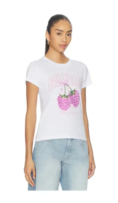 Ganni Baby Fit Raspberry T-shirt | Thumbnail 2 Ganni Baby Fit Raspberry T-shirt | Thumbnail 2
