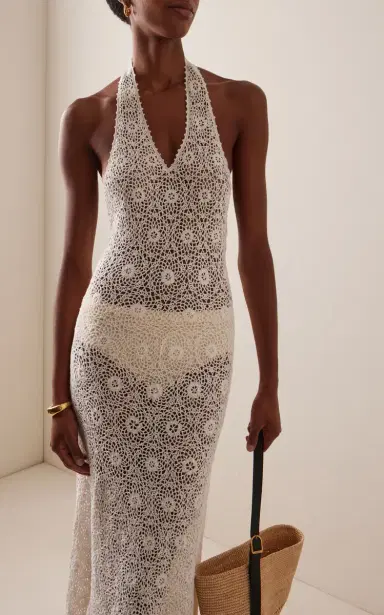 Nili Lotan Eddie Crocheted Cotton Maxi Halter Dress | Thumbnail 2 Nili Lotan Eddie Crocheted Cotton Maxi Halter Dress | Thumbnail 2