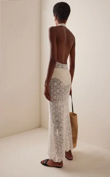 Nili Lotan Eddie Crocheted Cotton Maxi Halter Dress | Thumbnail 4 Nili Lotan Eddie Crocheted Cotton Maxi Halter Dress | Thumbnail 4
