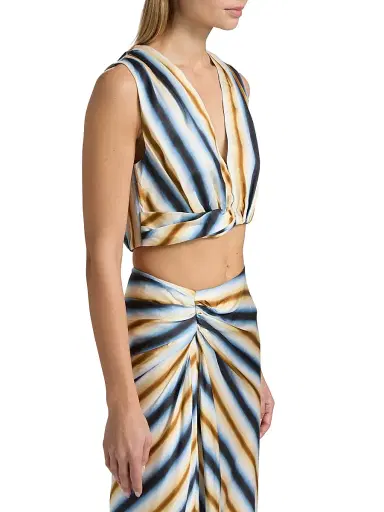 A.L.C. Women's Brooklyn Striped Satin Crop Top - Tahoe Blue Milk Chocolate - Size 14 | Thumbnail 4 A.L.C. Women's Brooklyn Striped Satin Crop Top - Tahoe Blue Milk Chocolate - Size 14 | Thumbnail 4