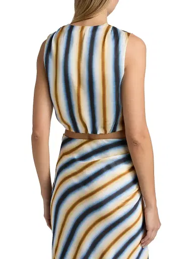A.L.C. Women's Brooklyn Striped Satin Crop Top - Tahoe Blue Milk Chocolate - Size 14 | Thumbnail 5 A.L.C. Women's Brooklyn Striped Satin Crop Top - Tahoe Blue Milk Chocolate - Size 14 | Thumbnail 5