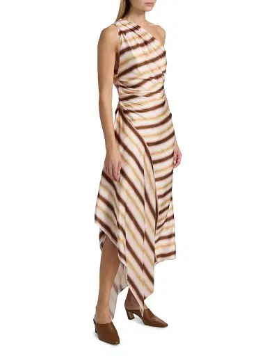 A.L.C. Women's Lyn Striped One-Shoulder Midi-Dress - Peach Blossom Milk Chocolate | Thumbnail 4 A.L.C. Women's Lyn Striped One-Shoulder Midi-Dress - Peach Blossom Milk Chocolate | Thumbnail 4