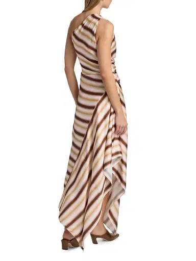 A.L.C. Women's Lyn Striped One-Shoulder Midi-Dress - Peach Blossom Milk Chocolate | Thumbnail 5 A.L.C. Women's Lyn Striped One-Shoulder Midi-Dress - Peach Blossom Milk Chocolate | Thumbnail 5