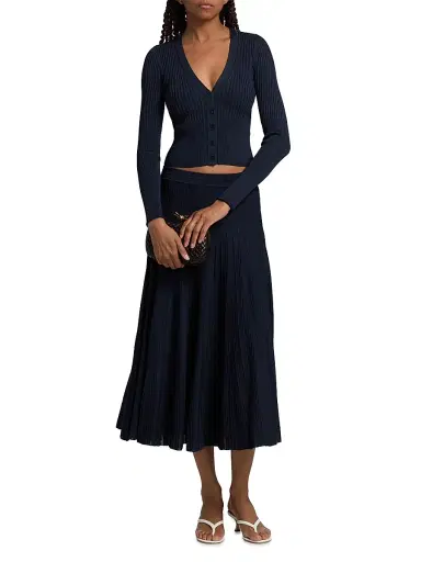 SIMKHAI Women's Margoux Knit Midi-Skirt - Midnight | Thumbnail 2 SIMKHAI Women's Margoux Knit Midi-Skirt - Midnight | Thumbnail 2