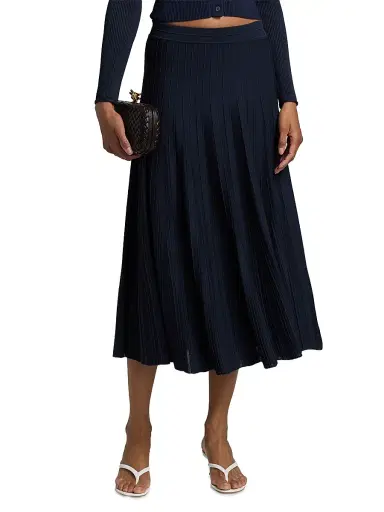 SIMKHAI Women's Margoux Knit Midi-Skirt - Midnight | Thumbnail 3 SIMKHAI Women's Margoux Knit Midi-Skirt - Midnight | Thumbnail 3