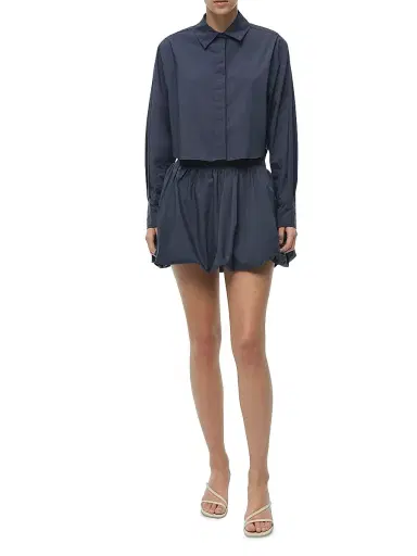 SIMKHAI Women's Pippa Cotton-Blend Miniskirt - Midnight | Thumbnail 2 SIMKHAI Women's Pippa Cotton-Blend Miniskirt - Midnight | Thumbnail 2