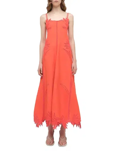 Simkhai Women's Ellery Floral Embroidered Linen-Blend Midi-Dress | Thumbnail 2 Simkhai Women's Ellery Floral Embroidered Linen-Blend Midi-Dress | Thumbnail 2