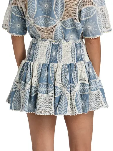 Poupette St Barth Women's Colleen Embellished Cotton Miniskirt - Blue Plain | Thumbnail 5 Poupette St Barth Women's Colleen Embellished Cotton Miniskirt - Blue Plain | Thumbnail 5