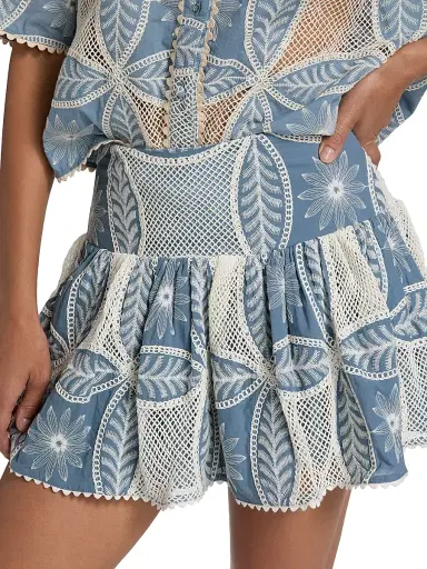 Poupette St Barth Women's Colleen Embellished Cotton Miniskirt - Blue Plain | Thumbnail 6 Poupette St Barth Women's Colleen Embellished Cotton Miniskirt - Blue Plain | Thumbnail 6