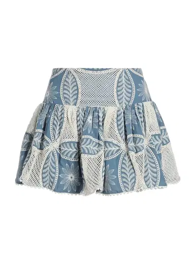 Poupette St Barth Women's Colleen Embellished Cotton Miniskirt - Blue Plain | Thumbnail 1 Poupette St Barth Women's Colleen Embellished Cotton Miniskirt - Blue Plain | Thumbnail 1
