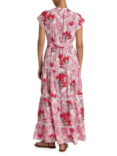Poupette St Barth Women's Kora Floral Cap-Sleeve Shirtdress - Pink Padang | Thumbnail 5 Poupette St Barth Women's Kora Floral Cap-Sleeve Shirtdress - Pink Padang | Thumbnail 5
