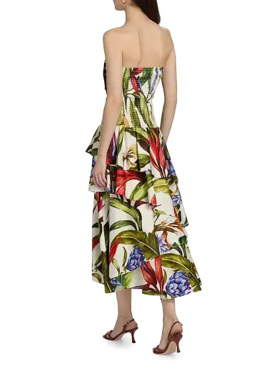 Farm Rio Women's Smocked Floral Cotton Strapless Maxi Dress - Sand - Size XL | Thumbnail 5 Farm Rio Women's Smocked Floral Cotton Strapless Maxi Dress - Sand - Size XL | Thumbnail 5