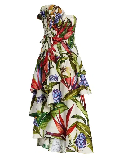 Farm Rio Women's Smocked Floral Cotton Strapless Maxi Dress - Sand - Size XL | Thumbnail 1 Farm Rio Women's Smocked Floral Cotton Strapless Maxi Dress - Sand - Size XL | Thumbnail 1